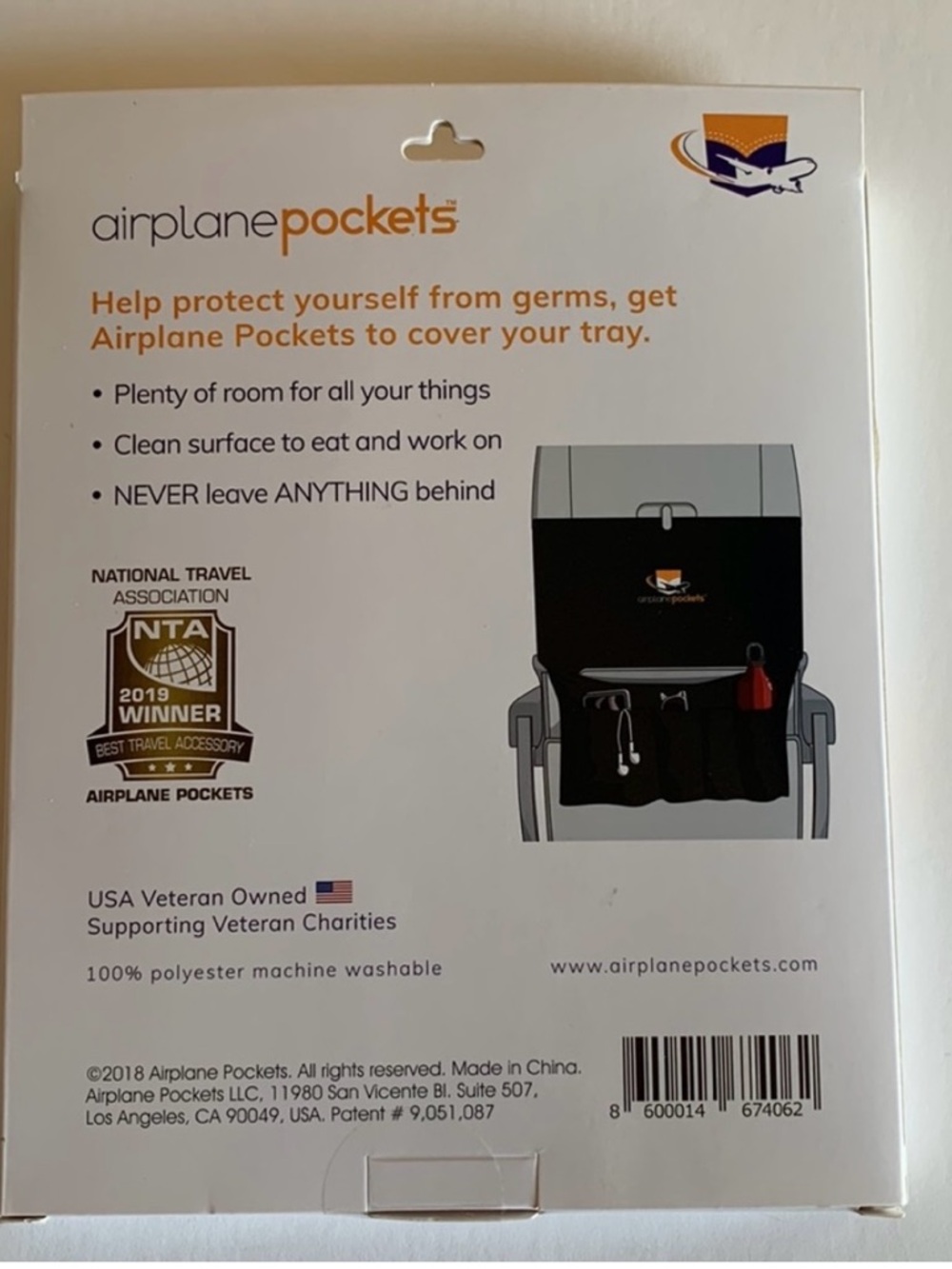 Airplane Pockets Sanitary Tray Table Cover with four pockets - Picture 6 of 6